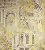 8156 behang met klassieke taferelen in zachte jaren 50 sfeer, Ophalen of Verzenden, Minder dan 10 m², Geel