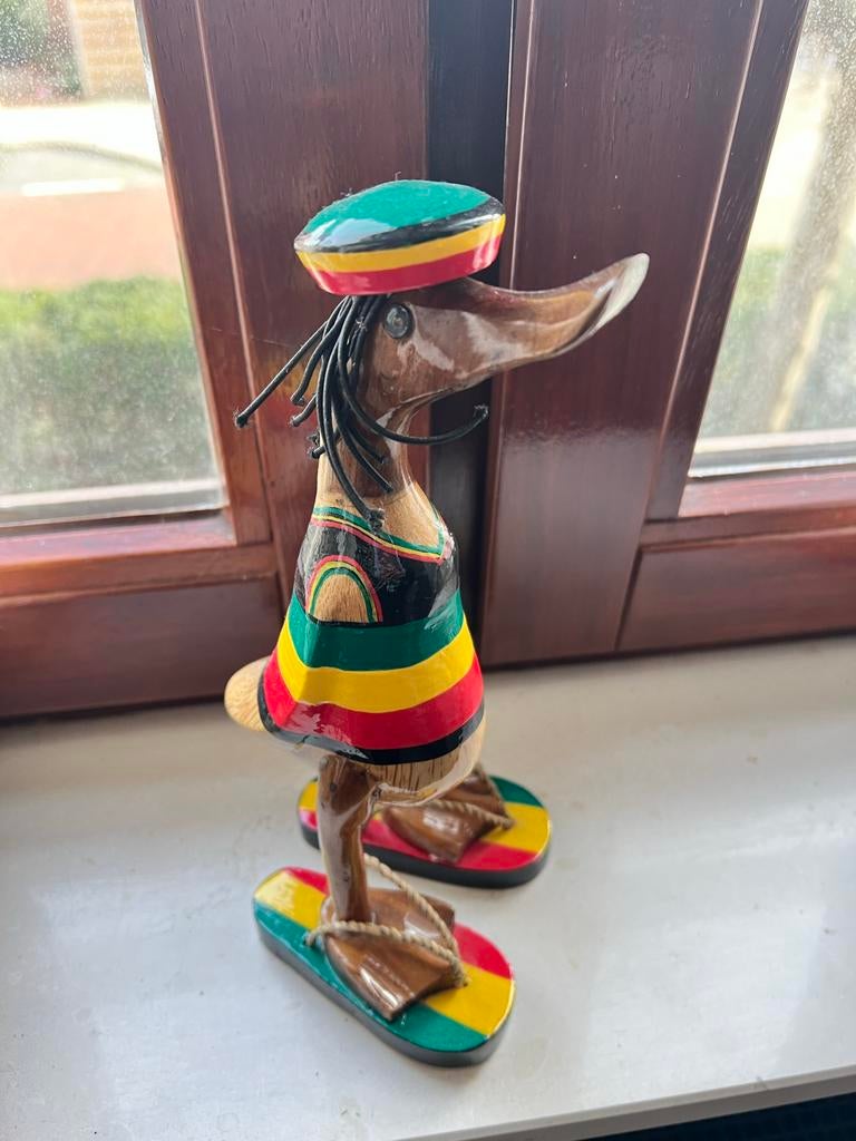 Houten eend beeldje uit Bali - Jamaicaanse stijl, Ophalen of Verzenden, Gebruikt, Dier