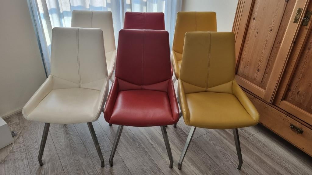 6x eetkamerstoel Henders & Hazel model Levi, Ophalen, Overige kleuren, Leer, Zo goed als nieuw