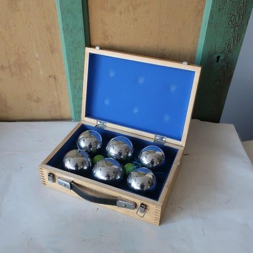 Petanque ballen jeu de boules 6 stuks in koffer origineel, Antiek en Kunst, Ophalen of Verzenden