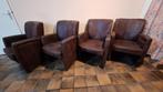 Vier comrfotabele eetkamerstoelen op wieltjes., Huis en Inrichting, Stoelen, Ophalen, Gebruikt, Bruin, Vier