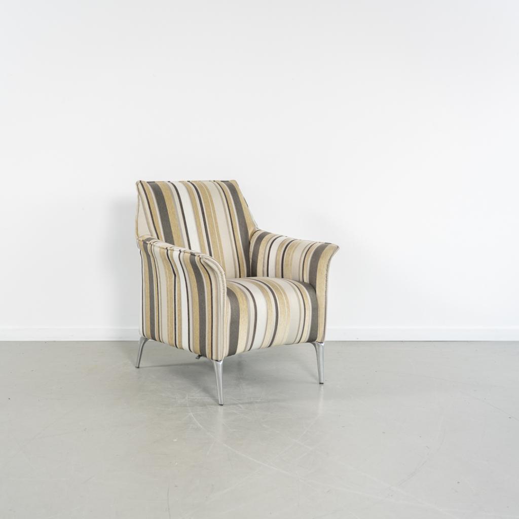 2x Leolux Mayuro Fauteuil Grijs/Wit/Beige Stof - Gestreept, Huis en Inrichting, Fauteuils, Niet ingevuld, Minder dan 75 cm, Niet ingevuld