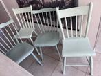 4 Groene Houten Brocante Stoelen 2 verschillende, Huis en Inrichting, Stoelen, Gebruikt, Overige kleuren, Ophalen of Verzenden