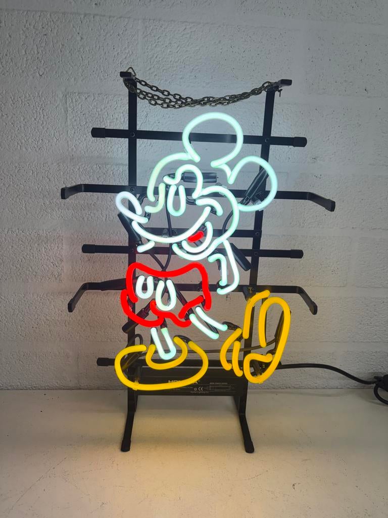 Prachtige glas neon Mickey mouse, Ophalen, Zo goed als nieuw