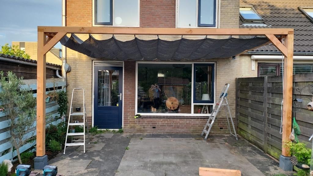 Pergola (muurbevestiging) incl Nesling Schaduwdoek Harmonica, Tuin en Terras, Ophalen, Gebruikt, Overige typen