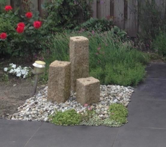 Waterelement met drie zuilen, Tuin en Terras, Ophalen, Gebruikt, Graniet, Waterornament