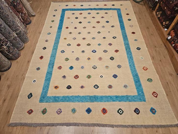 Handgeweven en handgeknoopt oosterse wollen kelim 295x206, Huis en Inrichting, Stoffering | Tapijten en Kleden, Nieuw, 200 cm of meer