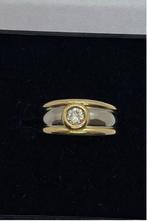18k Wit- & Geelgouden Jonc Ring met Briljant, Sieraden, Tassen en Uiterlijk, Ringen, Ophalen, Met edelsteen, Dame, Goud