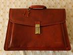 Bruine leren aktetas merk Vera Pelle (heren), Ophalen, 15 inch, Nieuw, Aktetas