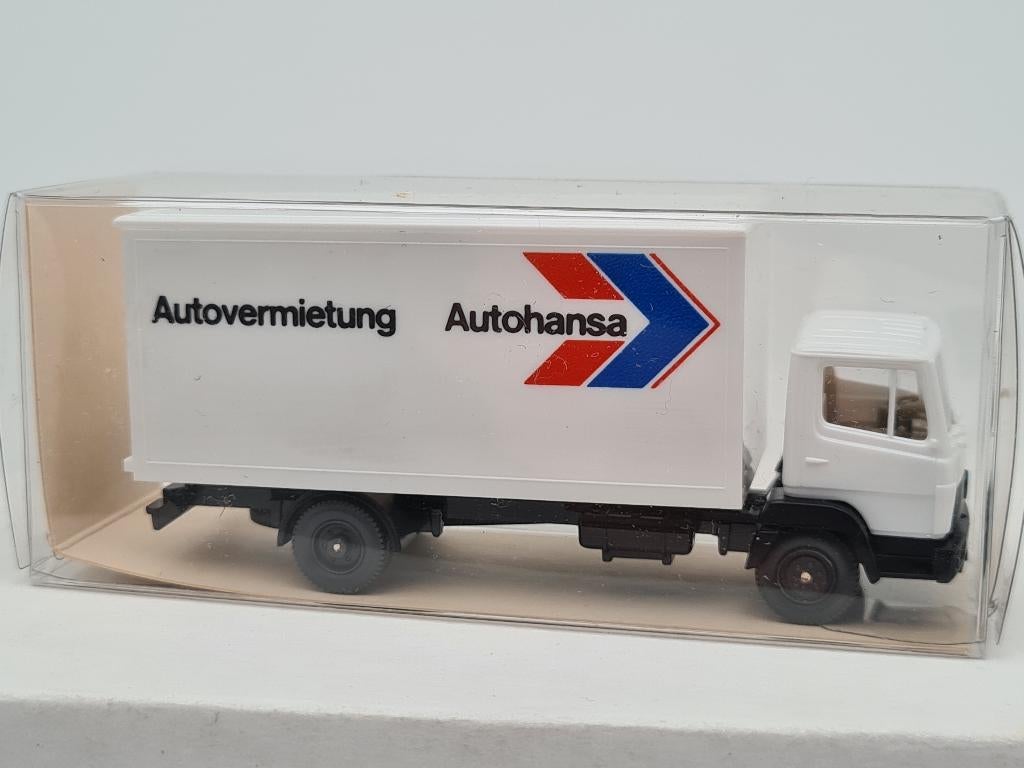 Mercedes Benz 814 Autohansa verhuur - Wiking 1/87, Verzenden, Zo goed als nieuw, Bus of Vrachtwagen, Wiking