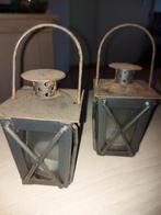 2 Stevige Lantaarntjes voor Theelichtjes - 10-12 cm, Huis en Inrichting, Woonaccessoires | Kandelaars en Kaarsen, Gebruikt, Grijs