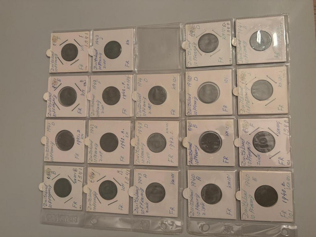 Duitse munten 1940-1945 met Swastika (10 Pfennig), Ophalen, Duitsland, Setje