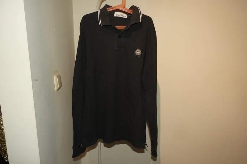 Stone Island longsleeve polo zwart lange mouw embleem S, Kleding | Heren, Polo's, Gedragen, Maat 46 (S) of kleiner, Zwart, Verzenden