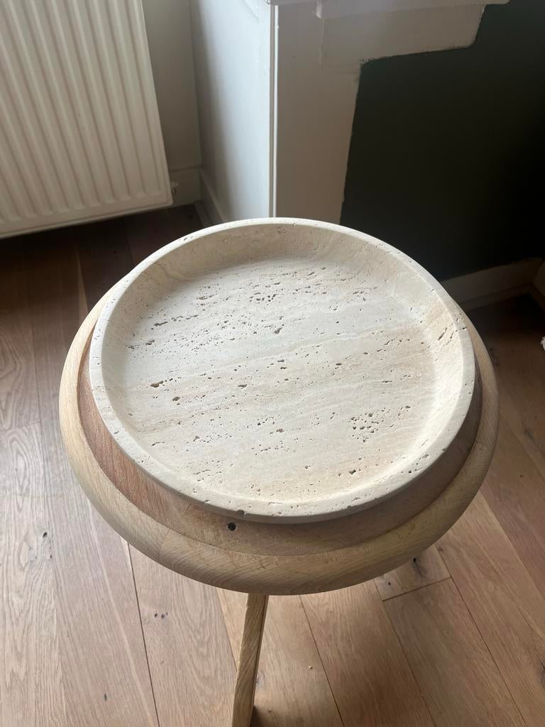 Schaal 'Luna' in travertin L, Ophalen, Schaal, Rond, Zo goed als nieuw