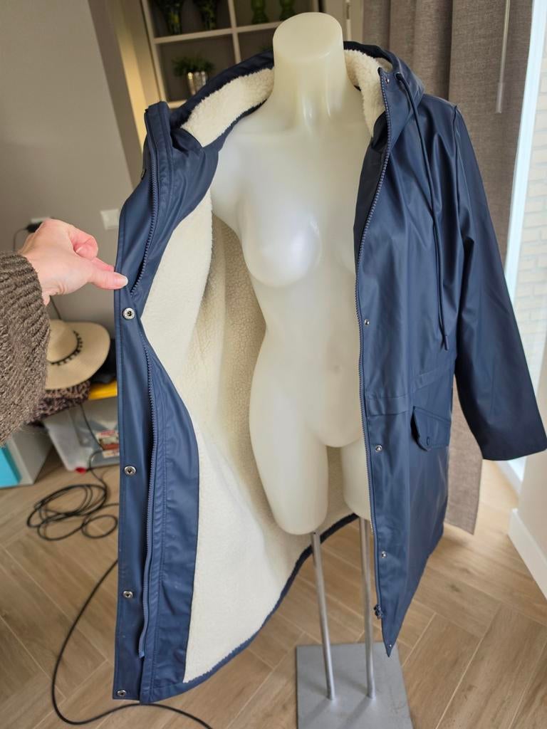 Anna field regenjas XL gevoerd met wit namaak schapen bont, Kleding | Dames, Jassen | Winter, Anna Field, Blauw, Maat 46/48 (XL) of groter