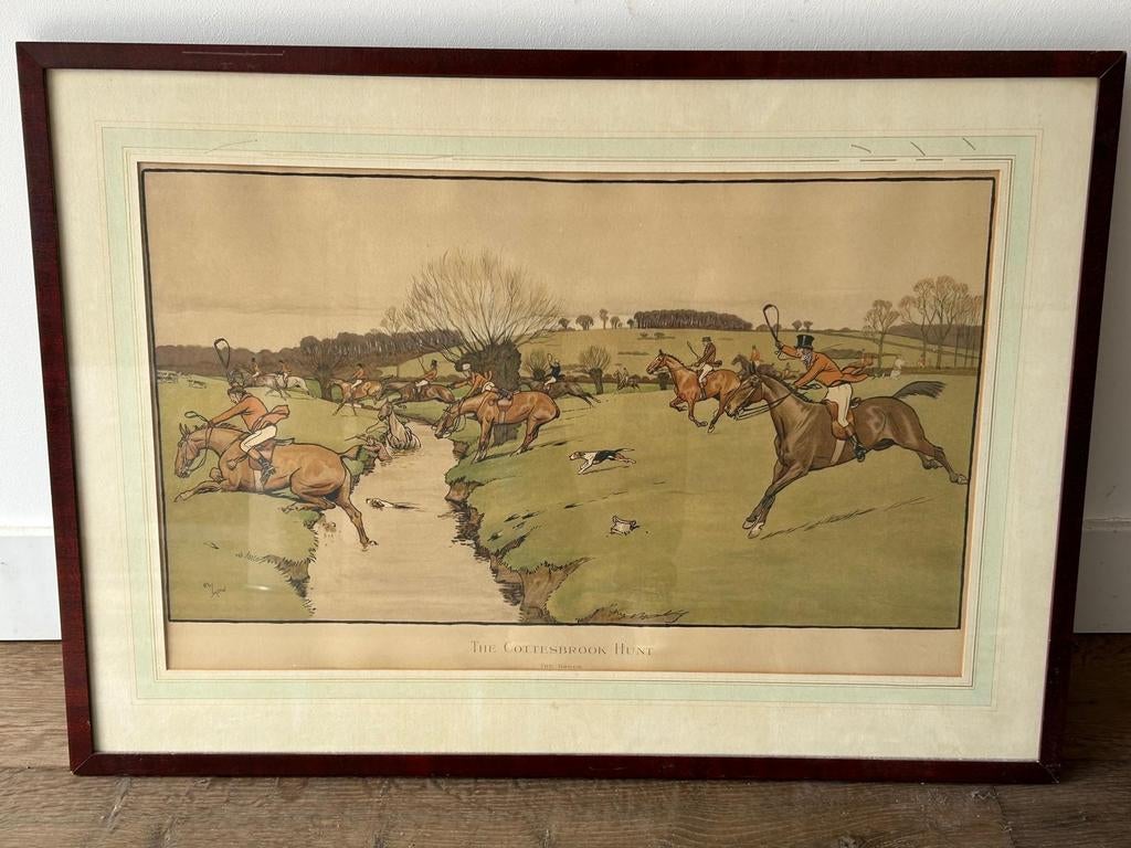 Antieke Jachtprint "The Cottesbrook Hunt" - Ingelijst, Ophalen