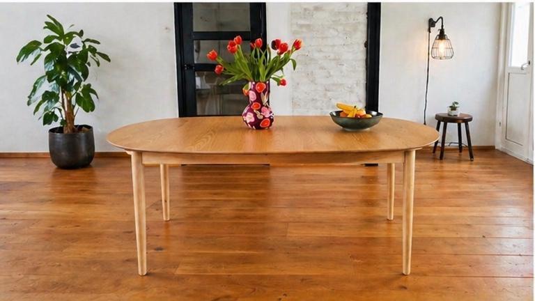 Uitschuifbare Eiken Eettafel: Rond of Rechthoekig, Huis en Inrichting, Tafels | Eettafels, Gebruikt, 100 tot 150 cm, Ophalen of Verzenden