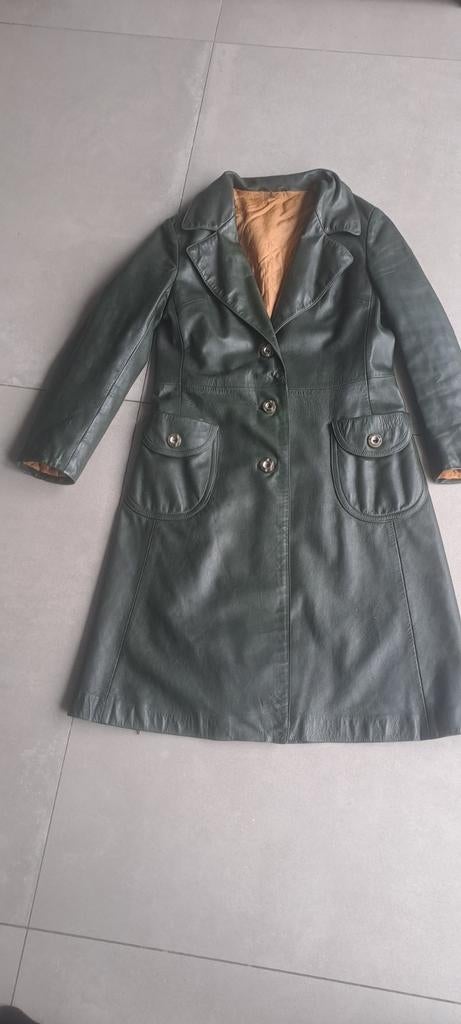 Donker groene leren jas Maat M/L, Ophalen of Verzenden