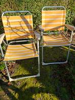 2 Crespo Campingstoelen - Geel/Wit Gestreepte Klapstoelen, Caravans en Kamperen, Kampeermeubelen, Ophalen, Gebruikt, Campingstoel
