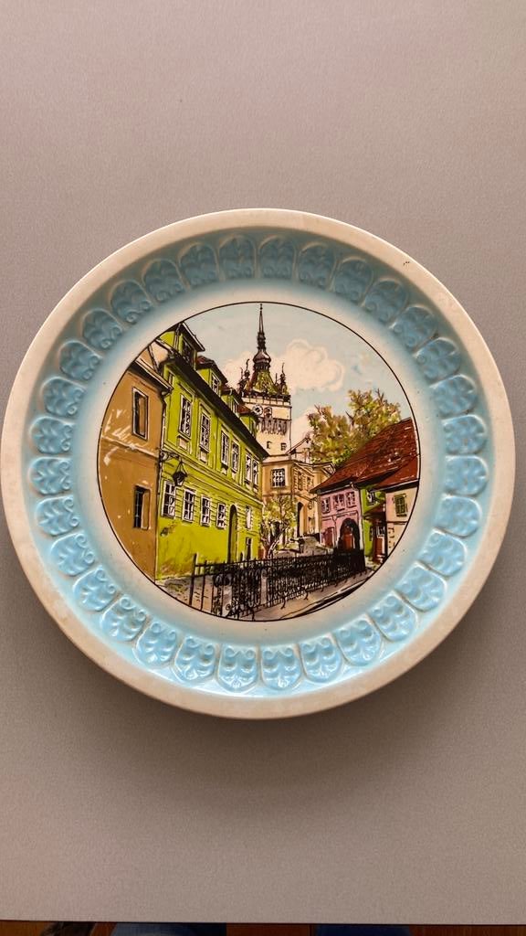 Sierbord wandbord bord met print van stad/dorp, Ophalen
