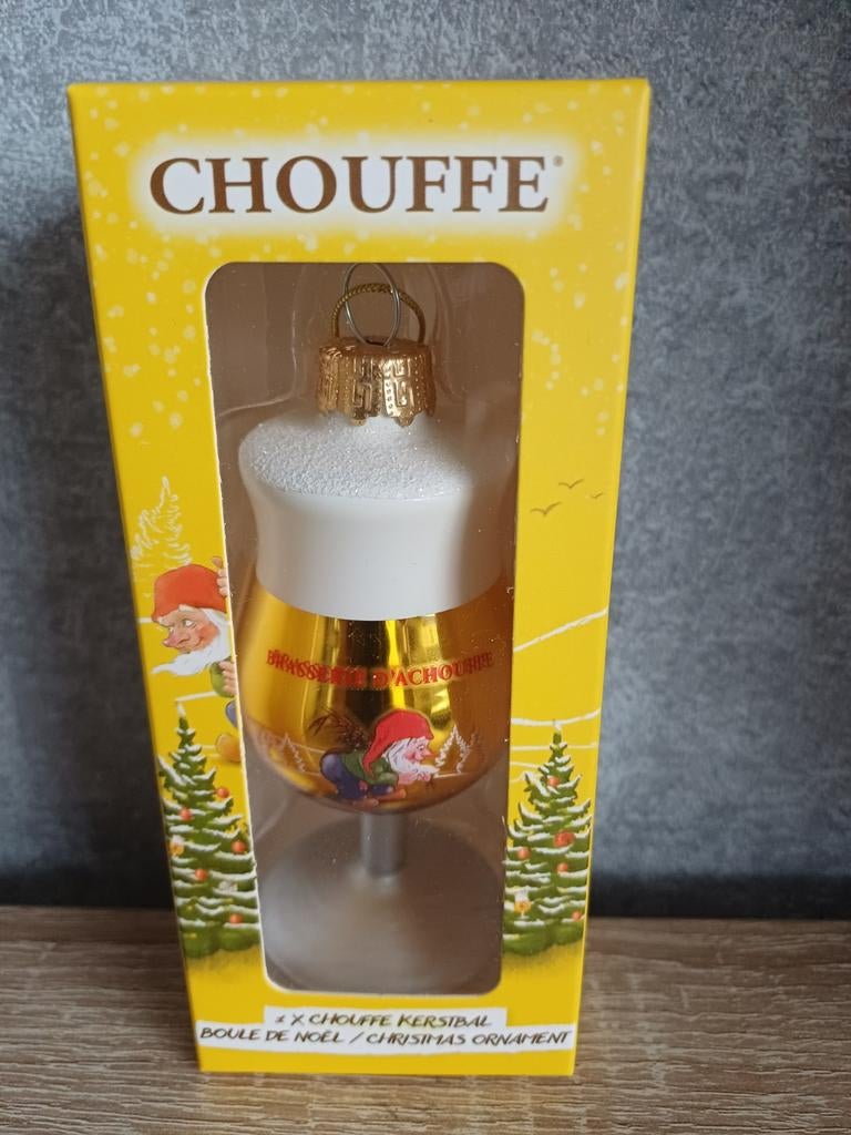 Chouffe kerstbal bierglas nieuw !!!, Ophalen of Verzenden, Nieuw, Glas of Glazen, Overige merken