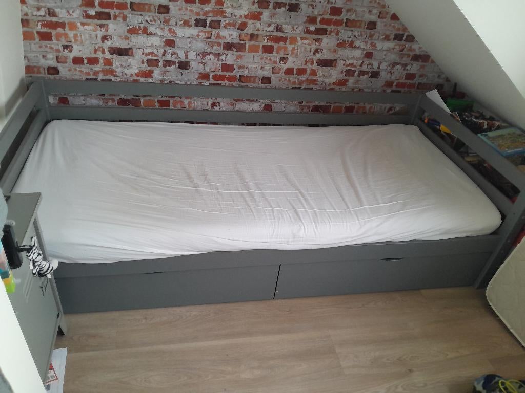 Kinderbed met twee lades, Kinderen en Baby's, Kinderkamer | Bedden, 85 tot 100 cm, Gebruikt, 180 cm of meer, Ophalen