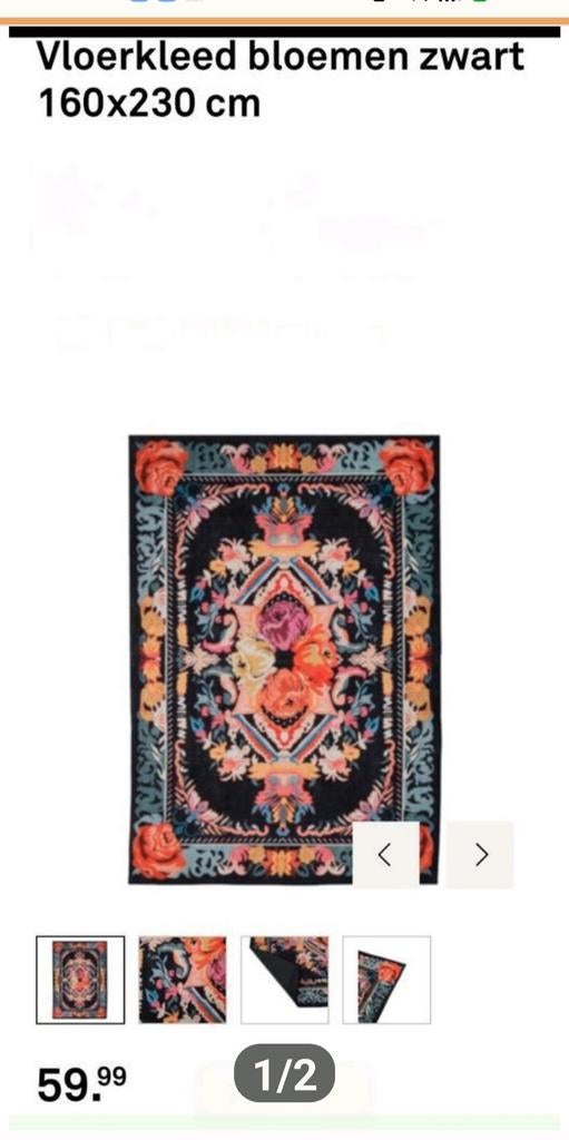 Karwei Vloerkleed Tabıjt kleed kilim bloemdessin, Ophalen, Zo goed als nieuw, Minder dan 10 m², Tapijt