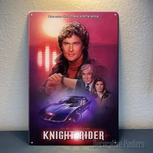 Vintage metalen bordje Knight Rider (30x20cm), Ophalen of Verzenden, Nieuw, Tv, Overige typen