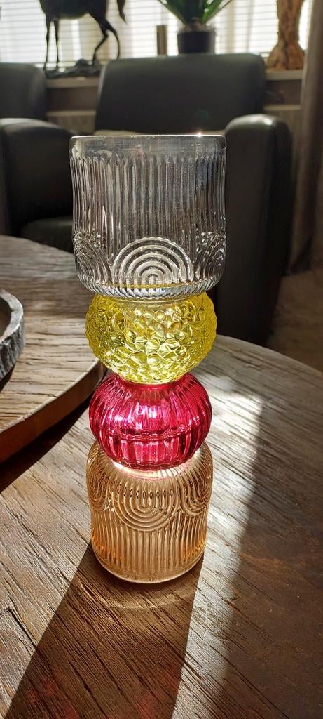 Anna+Nina Kandelaar van verdikt glas - 23 cm, Ophalen of Verzenden