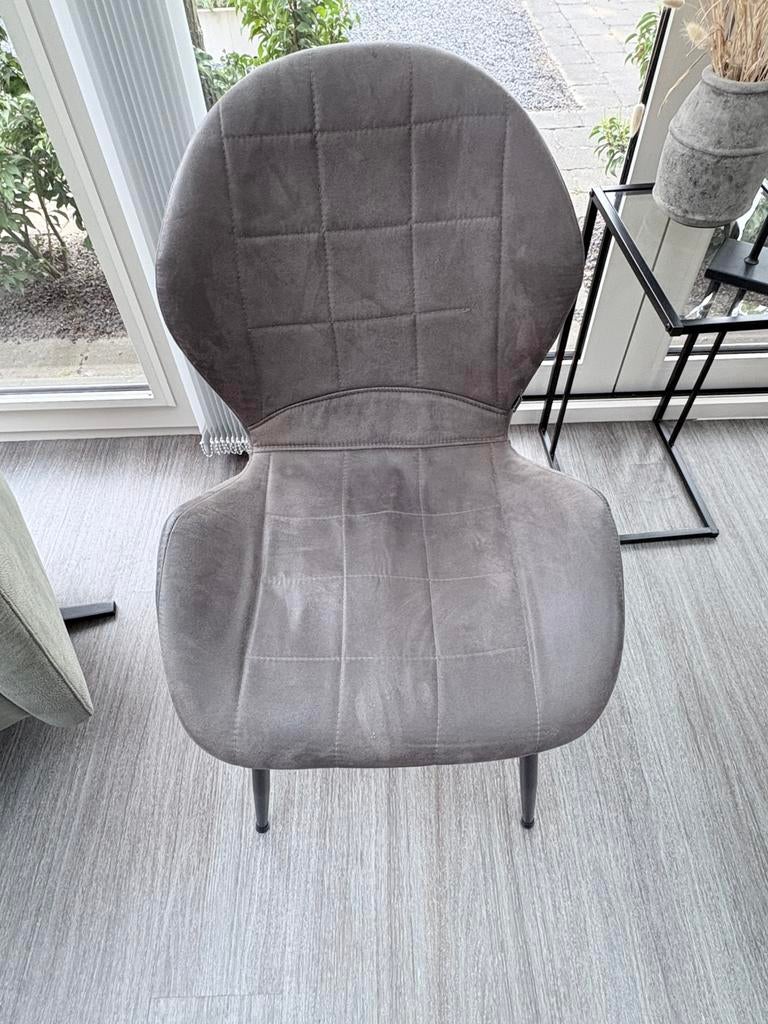 4 eetkamerstoelen grijs, Ophalen, Gebruikt, Grijs, Vier