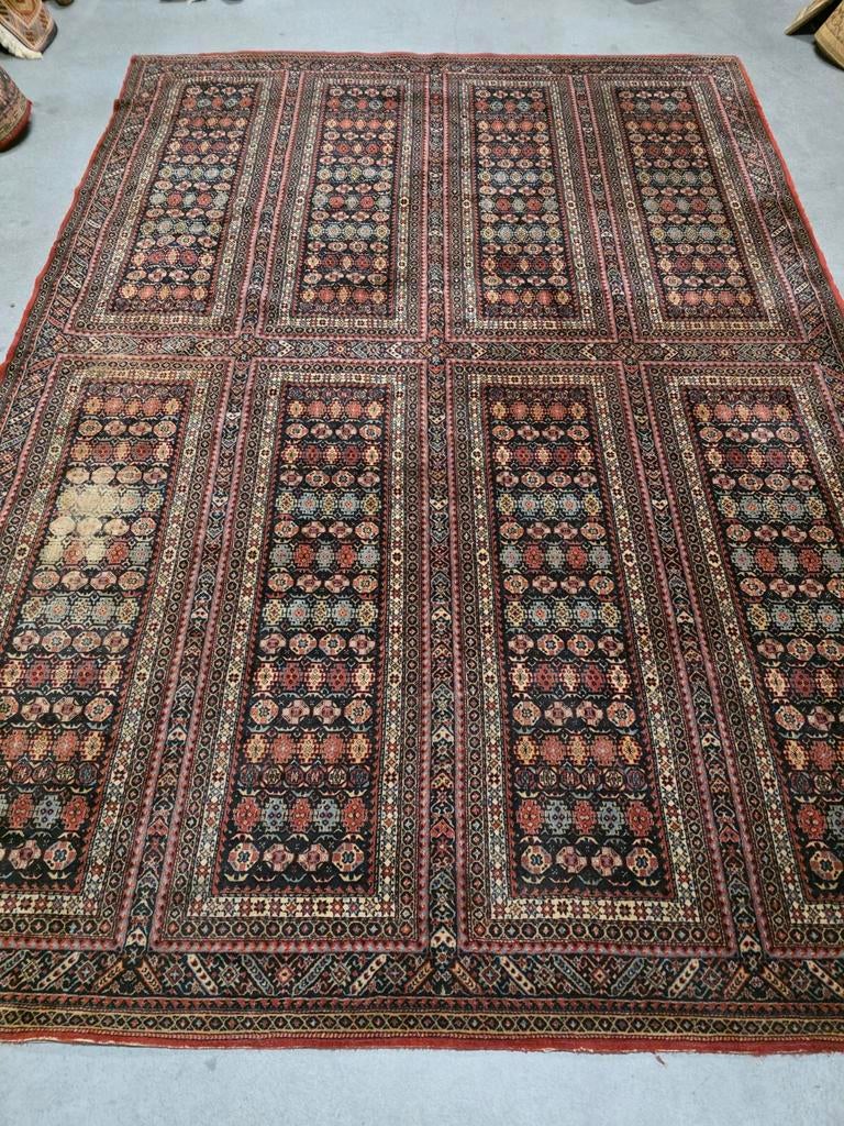 340x245 Rood Blauw Vintage Vloerkleed Wol Oosters Tapijt, Crème, Gebruikt, Na, Na