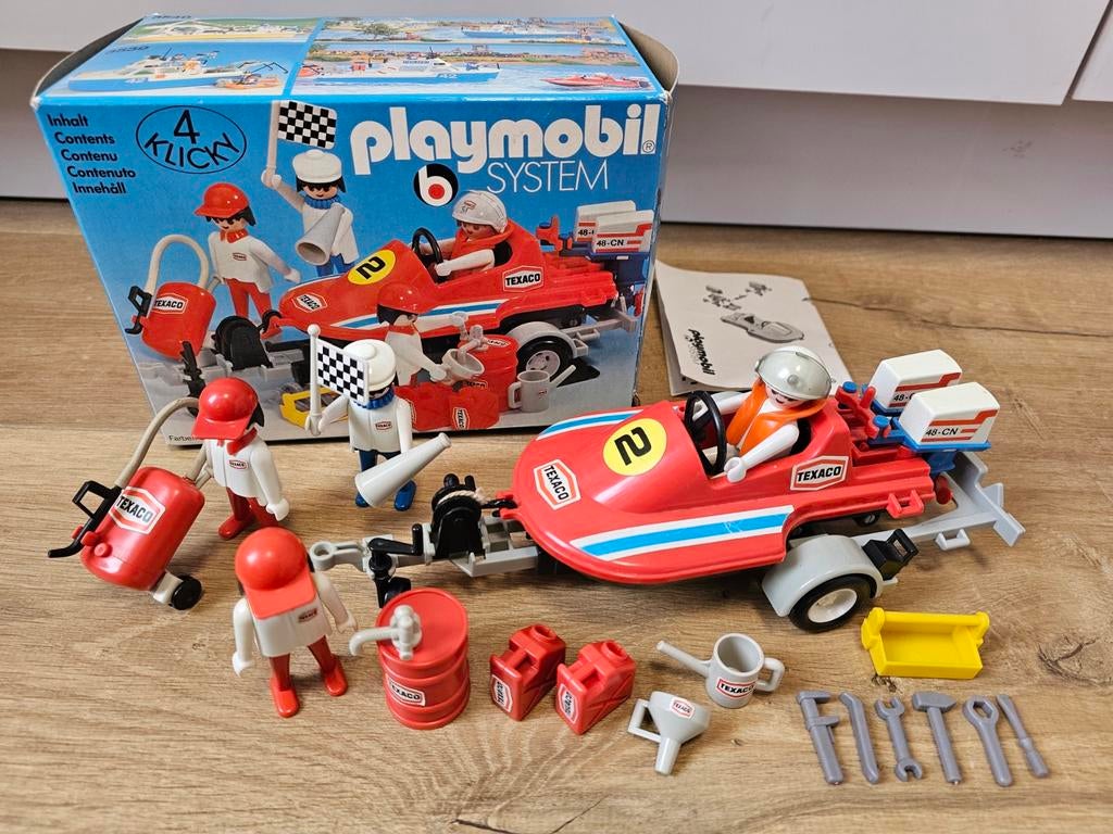 Playmobil 3538 speedboot en trailer - vintage met doos, Ophalen of Verzenden, Zo goed als nieuw, Complete set