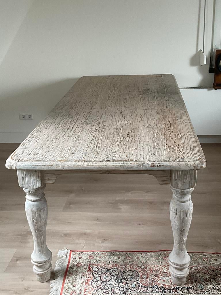 Aparte zware eettafel 1.00 x 2.40 meter, lichte kleur, Huis en Inrichting, Tafels | Eettafels, Gebruikt, 100 tot 150 cm, 200 cm of meer