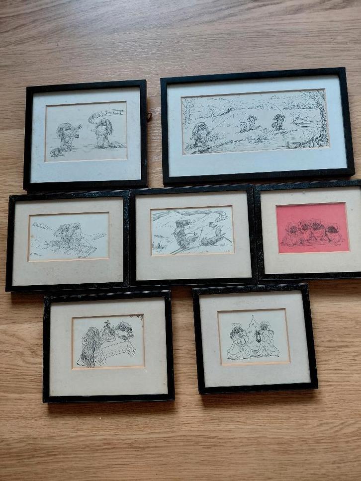 Tekeningen hondjes, Antiek en Kunst, Kunst | Schilderijen | Klassiek, Ophalen