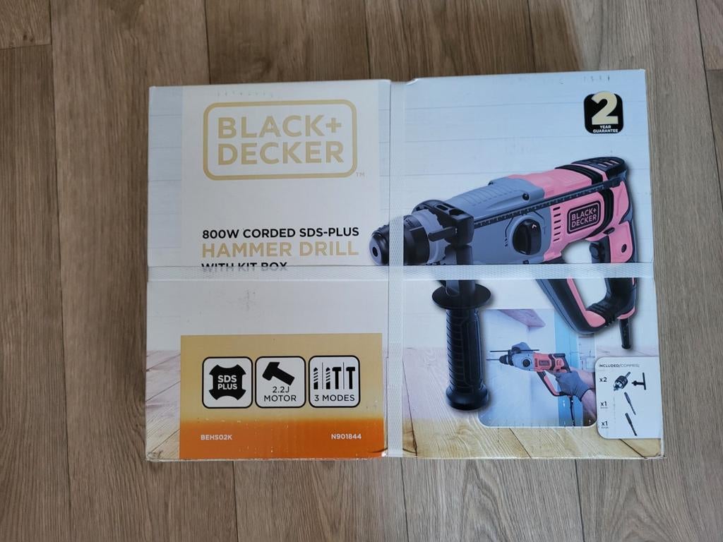 Black & Decker 800W SDS-Plus Boorhamer BEHS02K, Ophalen, Nieuw, 600 watt of meer, Boor- en/of Breekhamer
