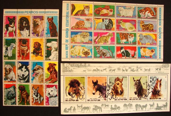 - 737 - 3 Blokken met 37 Dieren zegels., Postzegels en Munten, Postzegels | Thematische zegels, Gestempeld, Dier of Natuur, Verzenden