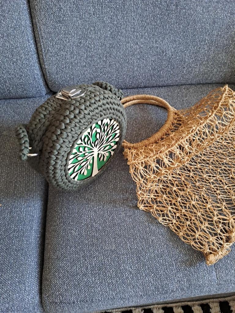 Set van 2 handgemaakte tassen: gehaakte en nettas, Ophalen of Verzenden