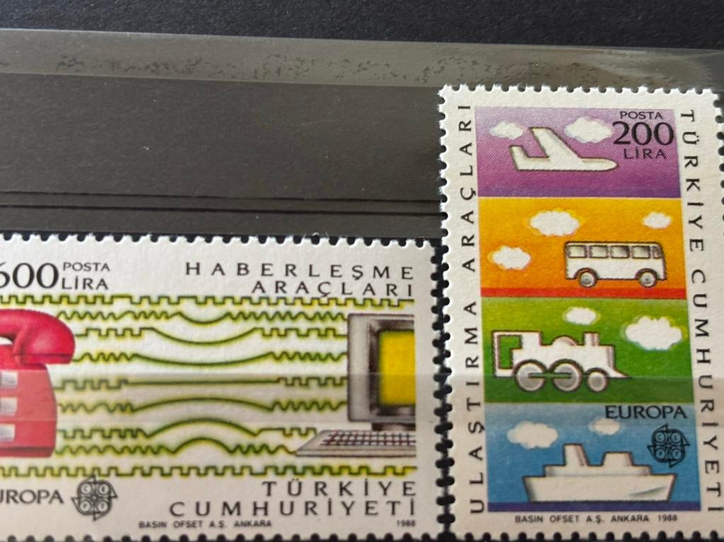 Vliegtuig, trein, schip, bus, Turkije 1988, Ophalen of Verzenden, Postfris, Vliegtuigen