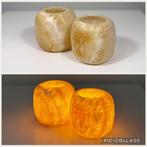 Set van 2 Alabaster Theelichthouders, Overige materialen, Nieuw, Ophalen of Verzenden, Crème