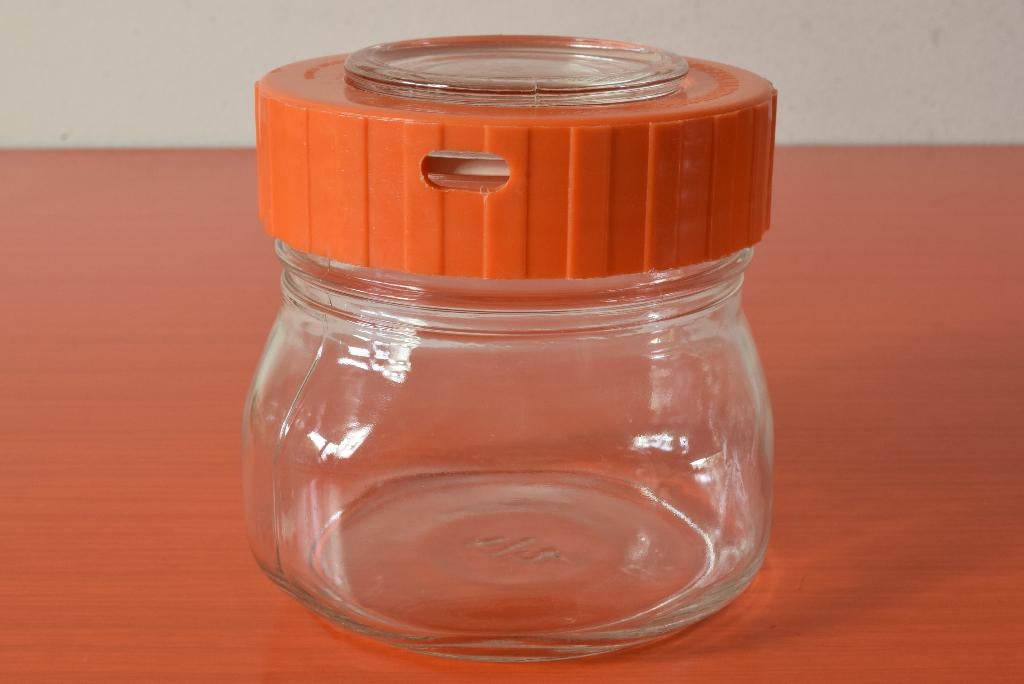 Retro vintage Fidenza Vetraria Italy voorraadpot / weckpot, Ophalen of Verzenden, Zo goed als nieuw, Glas, Pot, Bus of Blik