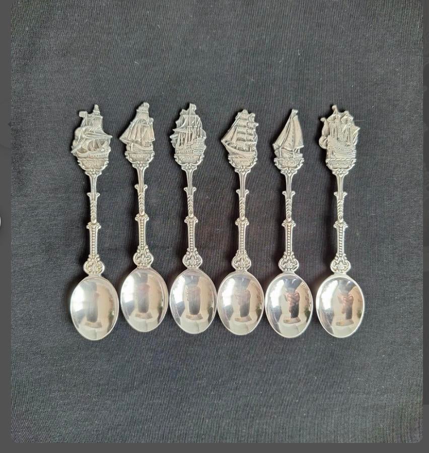 6 zwaar verzilverde lepeltjes., Antiek en Kunst, Antiek | Bestek, Ophalen of Verzenden