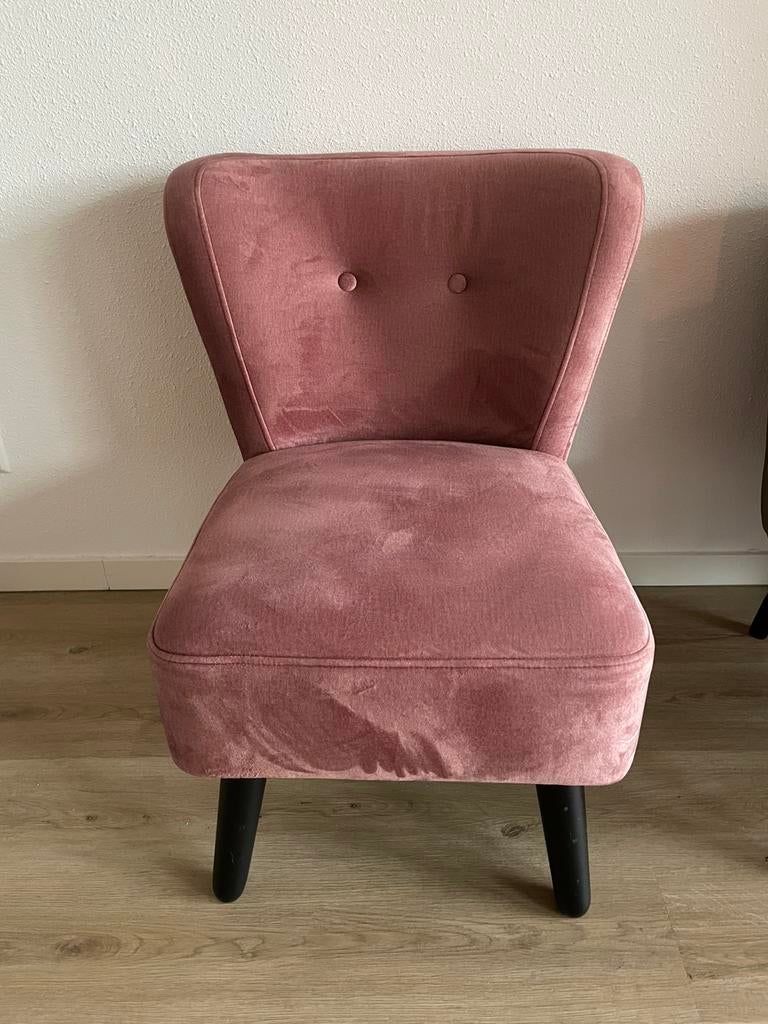 Velvet roze stoel, Huis en Inrichting, Stoelen, Ophalen, Gebruikt, Overige kleuren, Eén