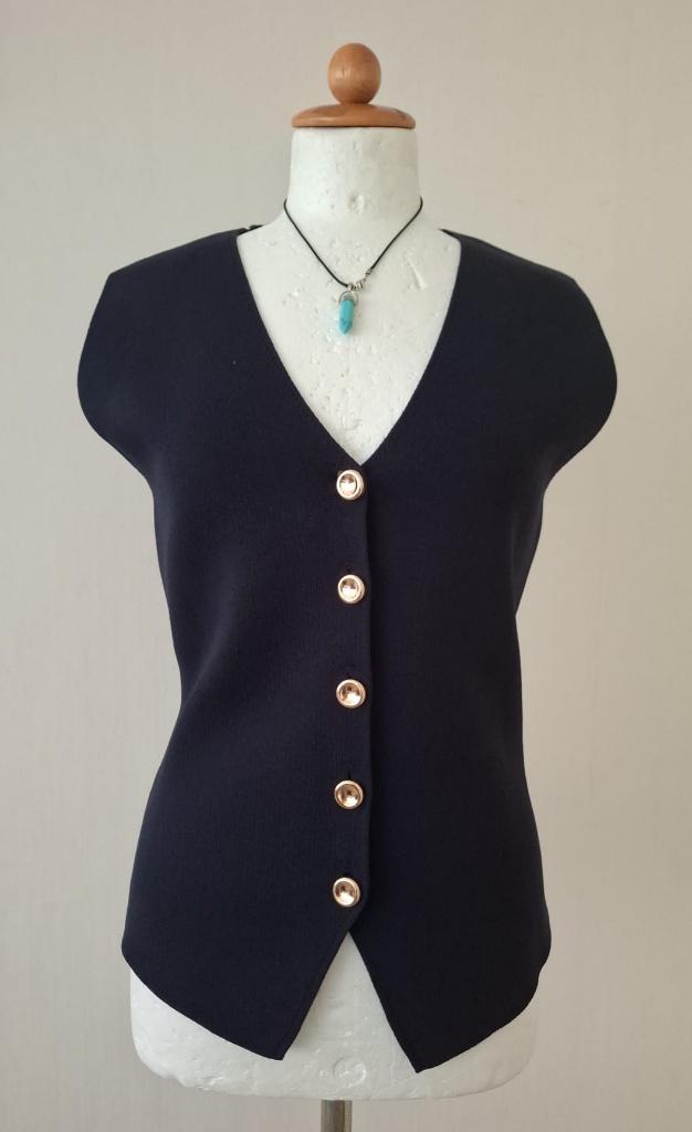 Donkerblauw gilet  stretch maat L Zara  Nieuw, Zara, Maat 42/44 (L), Nieuw, Zonder mouw