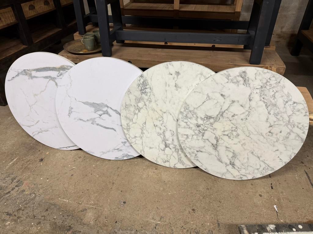 4 ronde tafel blaasjes 70 cm rond voor terras €70, Ophalen, Kunststof, 50 tot 100 cm, Rond