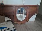 Oude kapstok met geslepen spiegel en houtsnijwerk, Gebruikt, Minder dan 100 cm, Hout, Ophalen