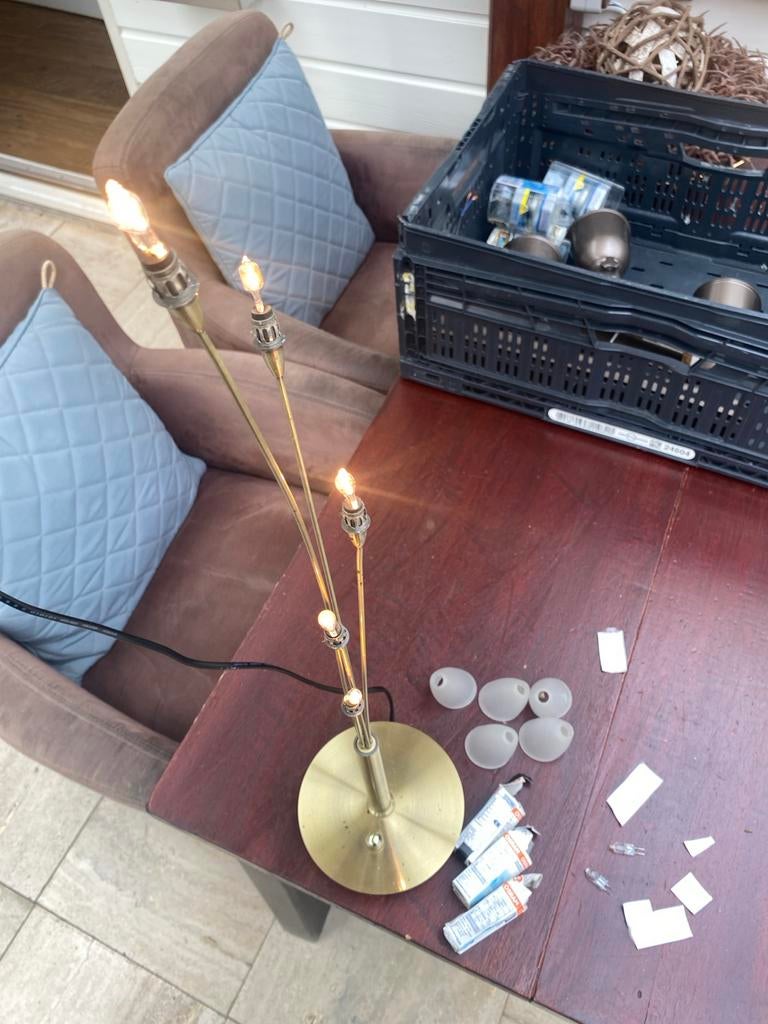 Jan de bouvrie Tafellamp met 5 lichtpunten, Ophalen of Verzenden, Gebruikt, Metaal, 100 tot 150 cm