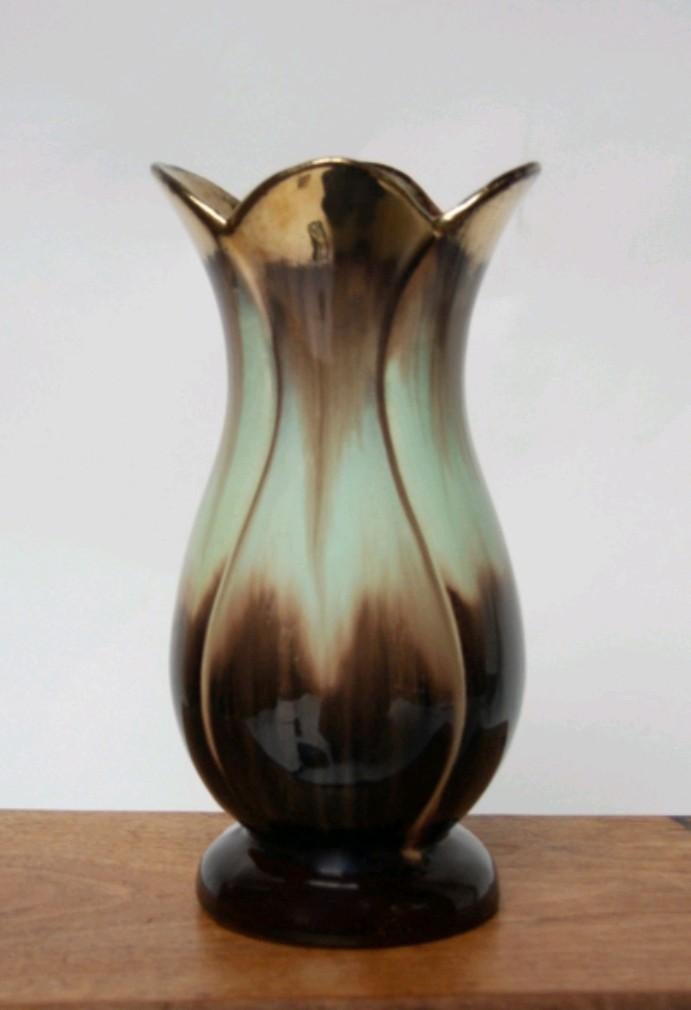 Prachtige Vintage Bay Keramik Vaas – West Germany –Tulpmodel, Antiek en Kunst, Antiek | Vazen, Ophalen of Verzenden