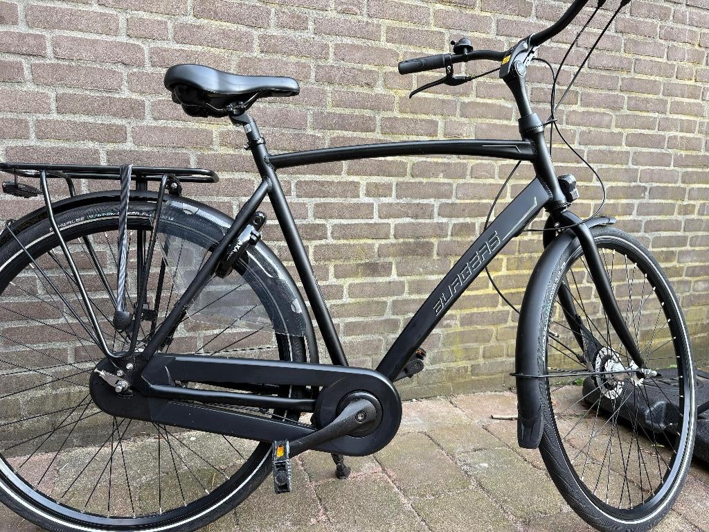 Burgers Urban Herenfiets mat zwart maat 60, Versnellingen, Zo goed als nieuw, 57 tot 61 cm, Trommelrem