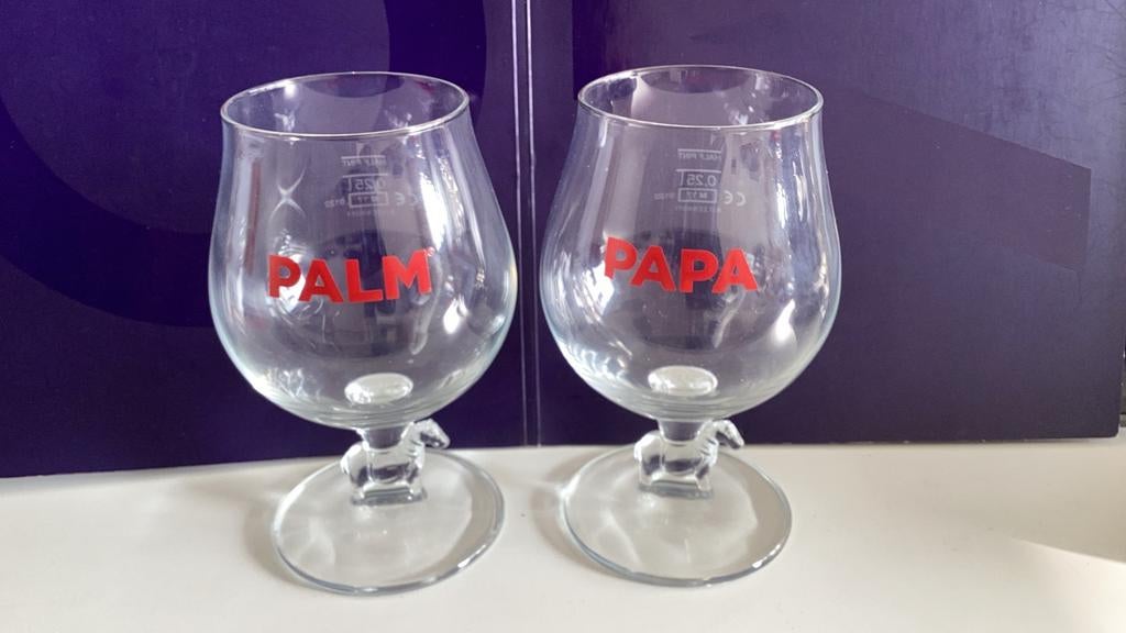 Palm en Papa bierglazen, Ophalen of Verzenden, Zo goed als nieuw, Glas of Glazen, Palm