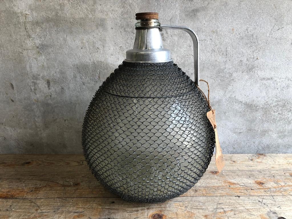 Grote gistingsfles met label afkomstig uit Frankrijk, Gebruikt, Overige kleuren, Ophalen of Verzenden, Glas